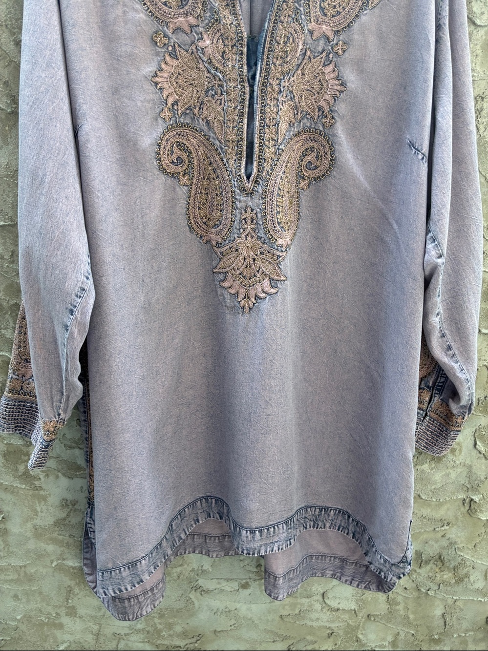 Soft Surroundings Embroidered Gray Womens Tunic - Picture 5 of 10